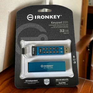 32GB Kingston IronKey Keypad 200 USB3.2 Type A Flash Drive - Blue